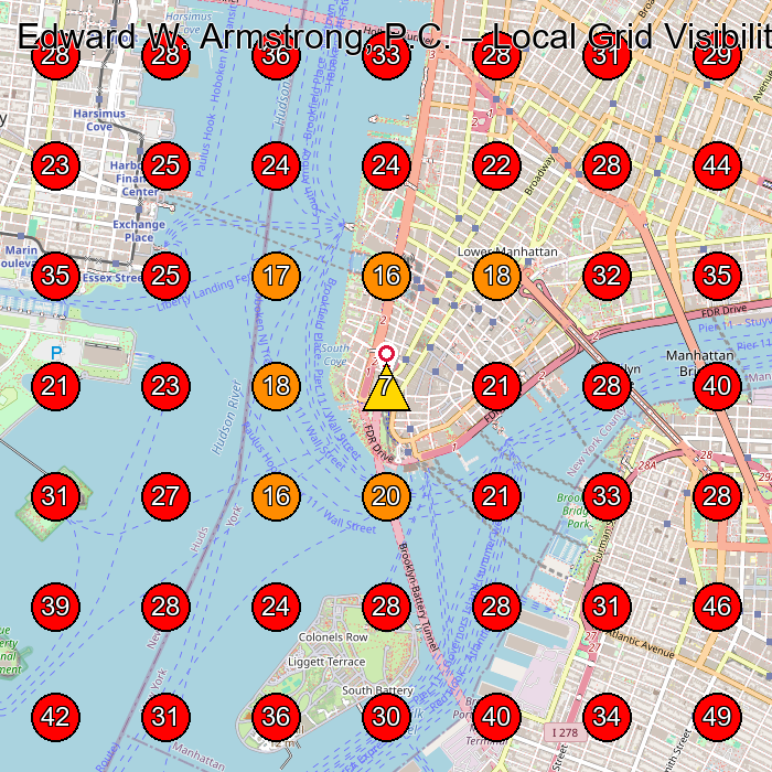 Edward W. Armstrong, P.C. GeoGrid visibility map for Personal Injury Attorney in New York
